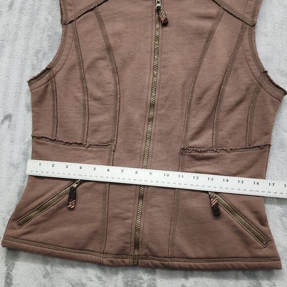 Ours Cotton Sleeveless Full Zip Jacket Size M Brown Exposed Seams Boho Outdoors - Picture 8 of 10